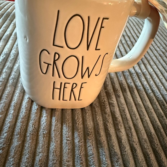 Rae Dunn White Ceramic double-sided Mug with pink heart shaped flowers - Picture 6 of 7